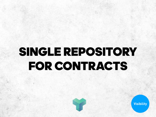 SINGLE REPOSITORY
FOR CONTRACTS
Visibility
