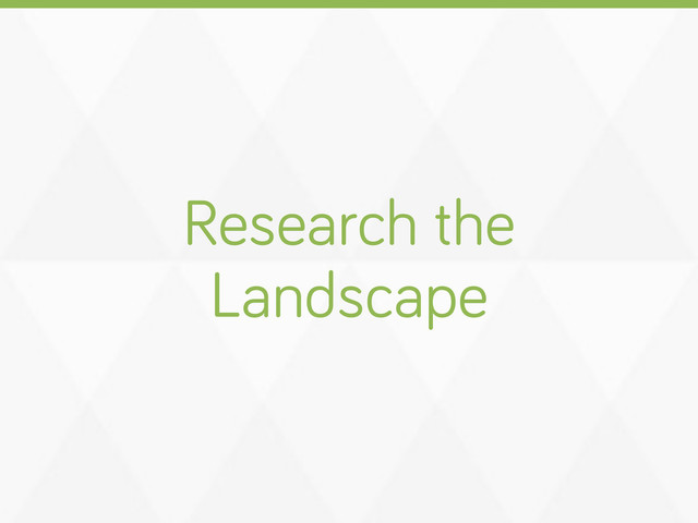 Research the
Landscape
