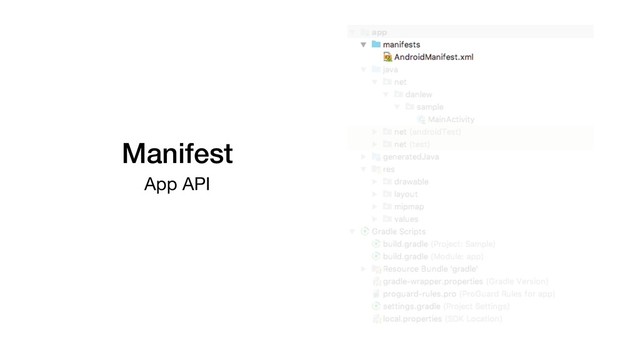 Manifest
App API
