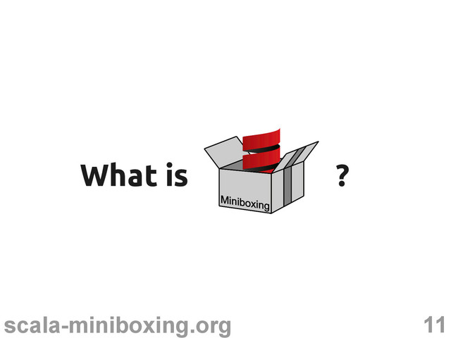 11
scala-miniboxing.org
What is ?
What is ?

