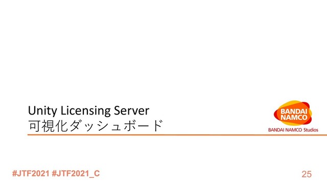 Unity Licensing Server
可視化ダッシュボード

