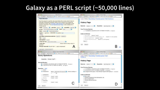 Galaxy as a PERL script (~50,000 lines)
