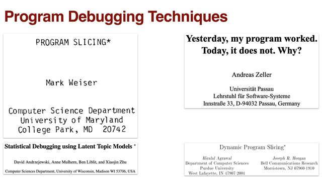 Program Debugging Techniques
12
