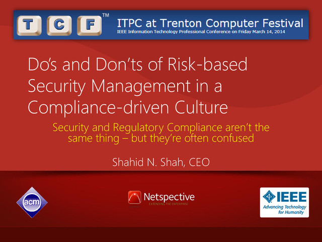 How to emrace risk-based Security management in a compliance-driven culture