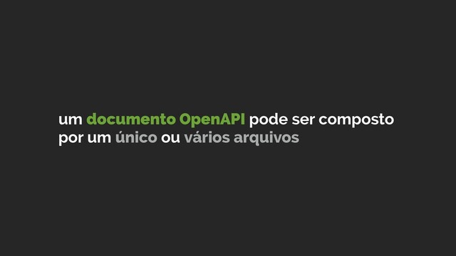 um documento OpenAPI pode ser composto
por um único ou vários arquivos
