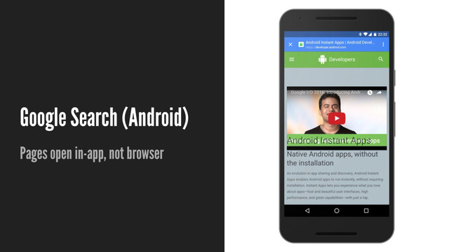 Google Search (Android)
Pages open in-app, not browser
