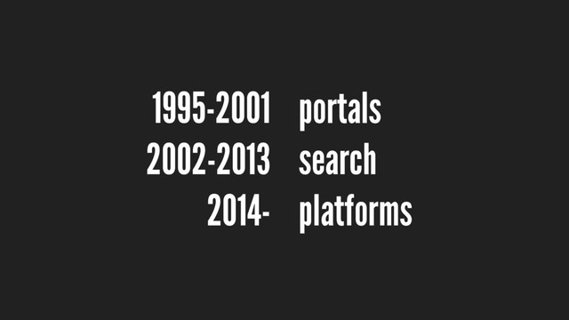 portals
search
platforms
1995-2001
2002-2013
2014-
