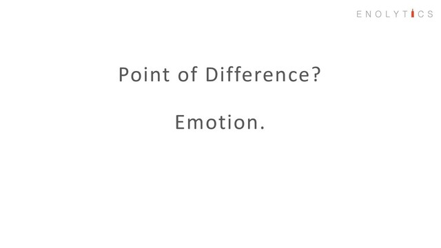Point of Difference?
Emotion.
