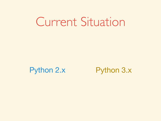 Current Situation
Python 2.x Python 3.x
