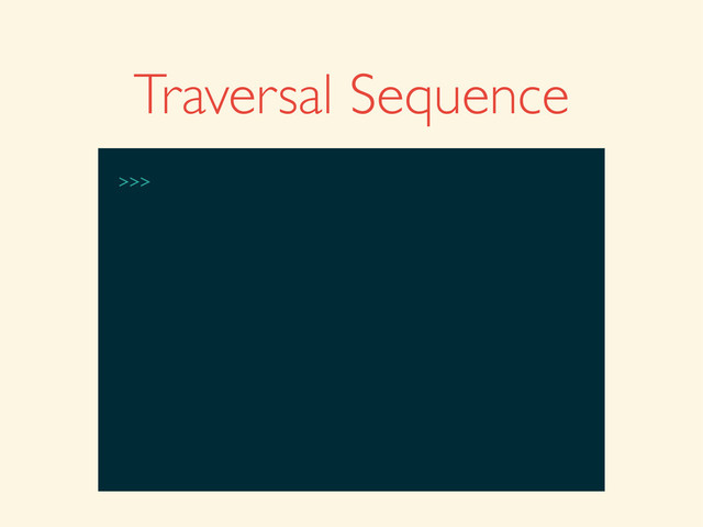 >>>
Traversal Sequence
