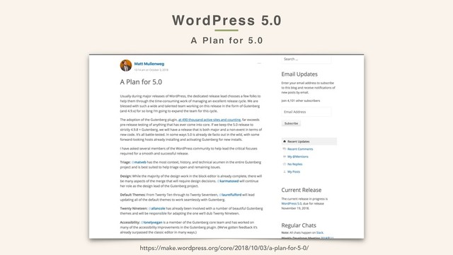 " 1 MB O GP S 
WordPress 5.0
https://make.wordpress.org/core/2018/10/03/a-plan-for-5-0/
