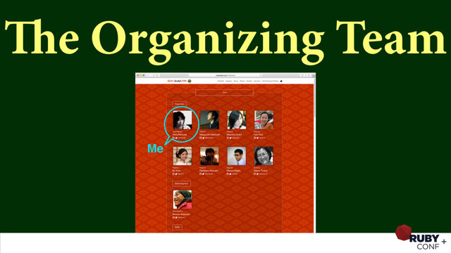 The Organizing Team
Me
