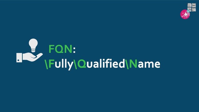 FQN:
Fully\Qualified\Name
\Fully\Qualified\Name
