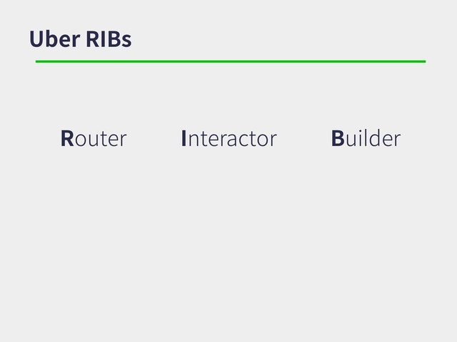 Uber RIBs
Router Interactor Builder
