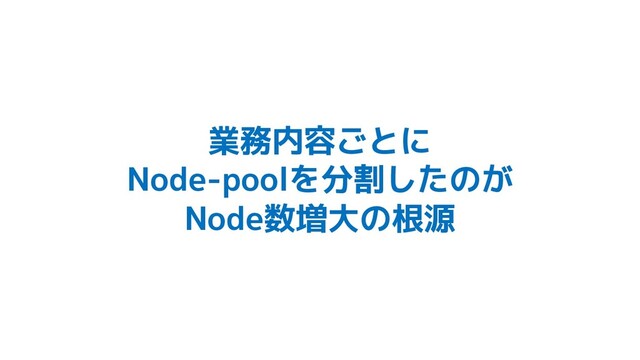業務内容ごとに
Node-poolを分割したのが
Node数増大の根源
