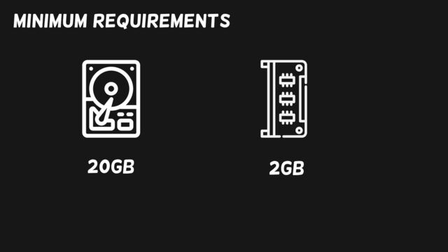 MINIMUM requirements
20gb 2GB

