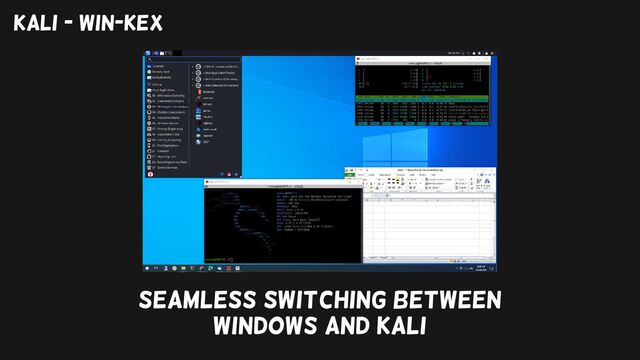 Kali - Win-Kex
Seamless switching between
windows and kali
