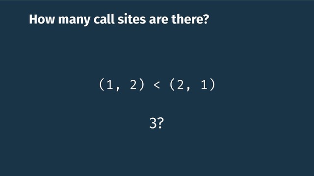 How many call sites are there?
(1, 2) < (2, 1)
3?
