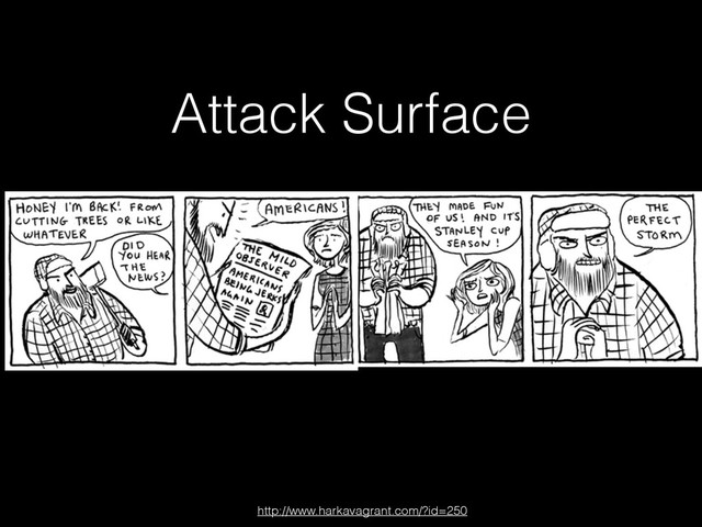 Attack Surface
http://www.harkavagrant.com/?id=250
