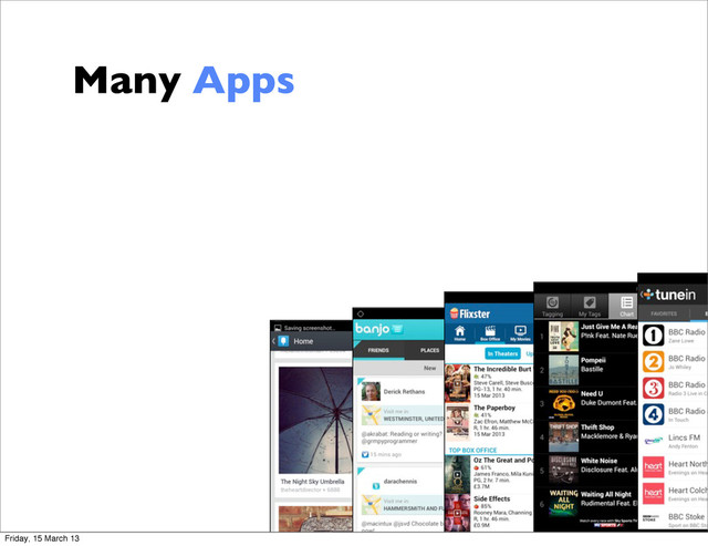 Many Apps
Friday, 15 March 13

