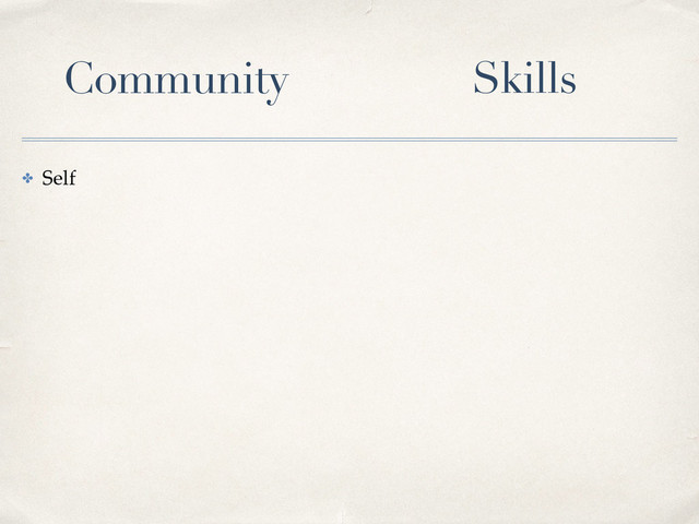 ✤ Self
Community Skills
