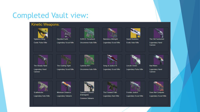 Completed Vault view:
