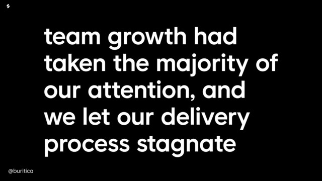 @buritica
team growth had
taken the majority of
our attention, and
we let our delivery
process stagnate
