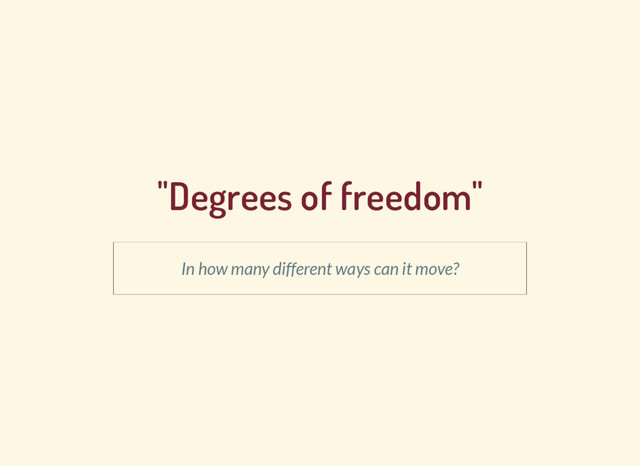"Degrees of freedom"
In how many different ways can it move?
