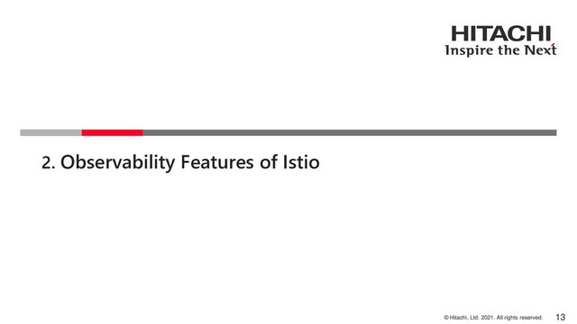 © Hitachi, Ltd. 2021. All rights reserved.
2. Observability Features of Istio
13
