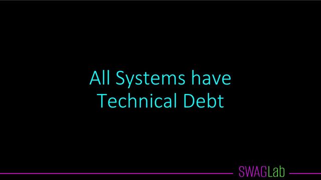All Systems have
Technical Debt
