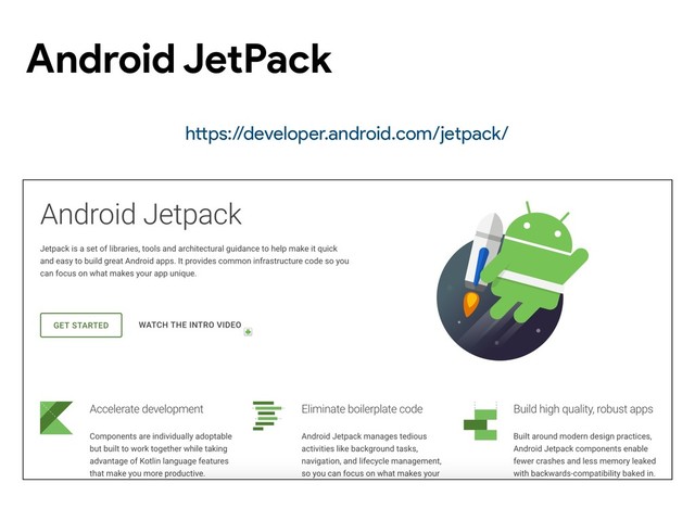 Android JetPack
https://developer.android.com/jetpack/
