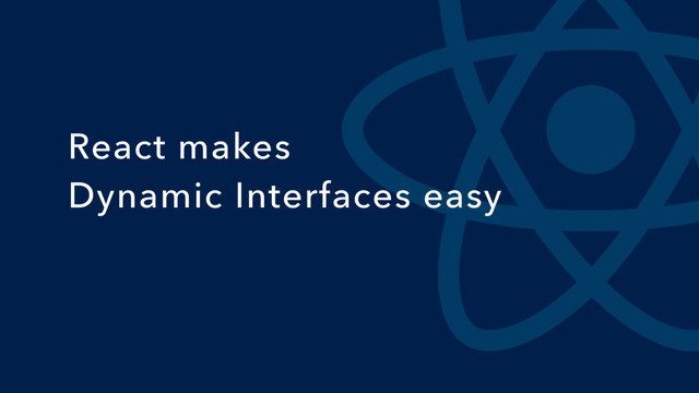React makes
Dynamic Interfaces easy
