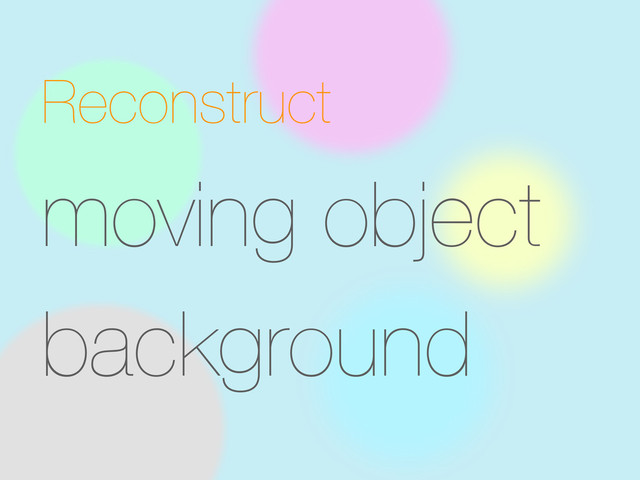 Reconstruct
moving object
background
