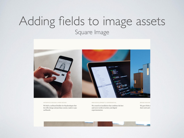 Square Image
Adding ﬁelds to image assets

