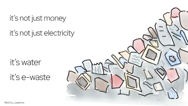 @holly_cummins #RedHat
it’s not just electricity
it’s water
it’s e-waste
it’s not just money
