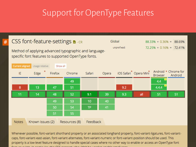 Support for OpenType Features

