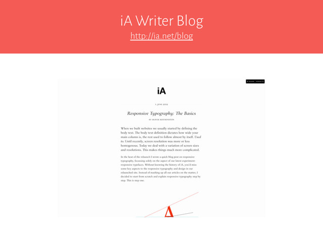iA Writer Blog
http://ia.net/blog
