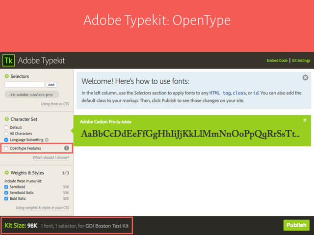 Adobe Typekit: OpenType

