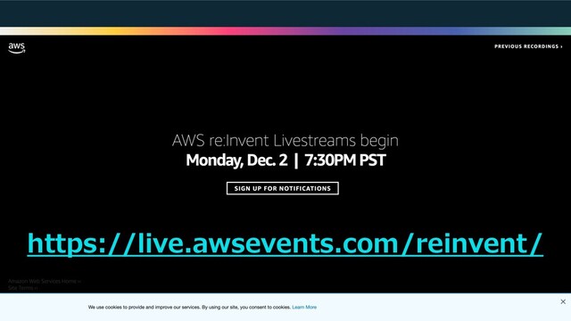 © 2019, Amazon Web Services, Inc. or its Aﬃliates. All rights reserved.
https://live.awsevents.com/reinvent/
