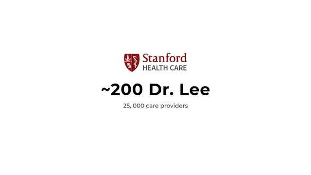 ~200 Dr. Lee
25, 000 care providers

