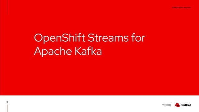 CONFIDENTIAL designator
V0000000
15
OpenShift Streams for
Apache Kafka
