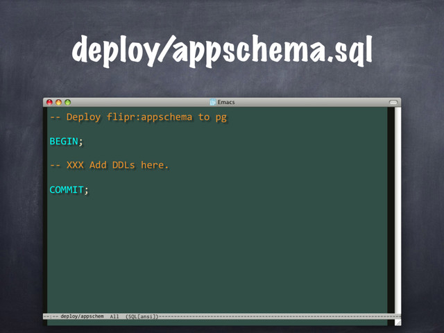 deploy/appschem
deploy/appschema.sql
-- Deploy flipr:appschema to pg
BEGIN;
COMMIT;
-- XXX Add DDLs here.
