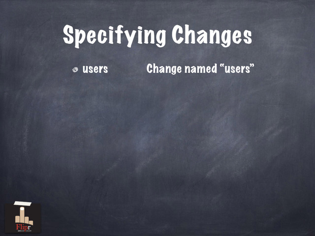 Specifying Changes
users Change named “users”
antisocial network
