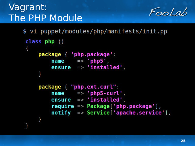 25
Vagrant:
The PHP Module

