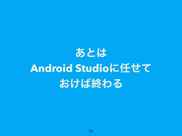 ͋ͱ͸
Android Studioʹ೚ͤͯ
͓͚͹ऴΘΔ


