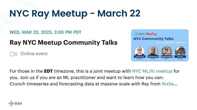 NYC Ray Meetup - March 22
