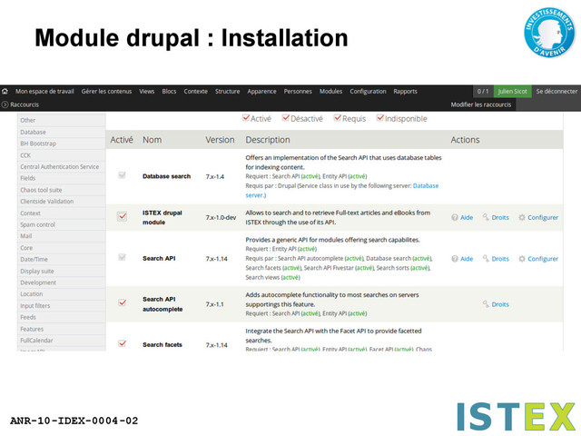 ANR-10-IDEX-0004-02
Module drupal : Installation
