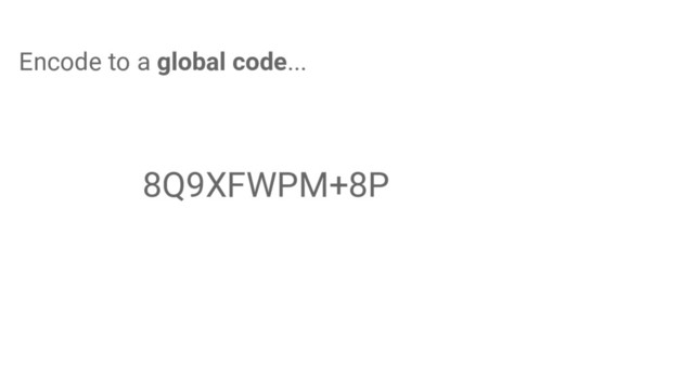 8Q9XFWPM+8P
Encode to a global code...
