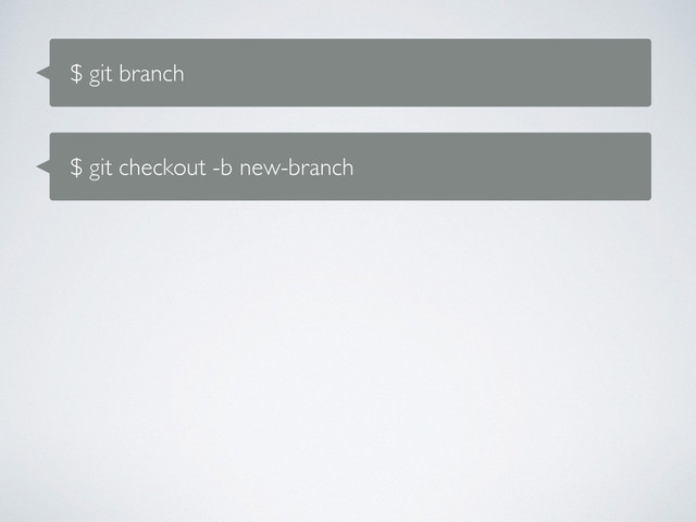 $ git branch
$ git checkout -b new-branch
