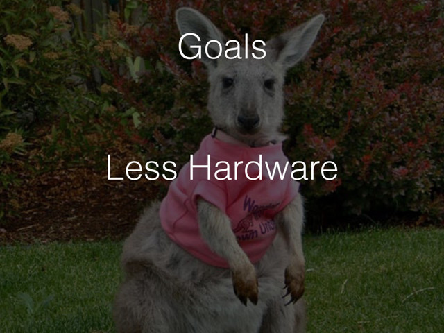Less Hardware
Goals
